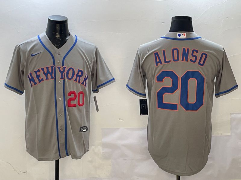 Men New York Mets #20 Alonso Grey Game 2025 Nike MLB Jersey style 4->new york mets->MLB Jersey